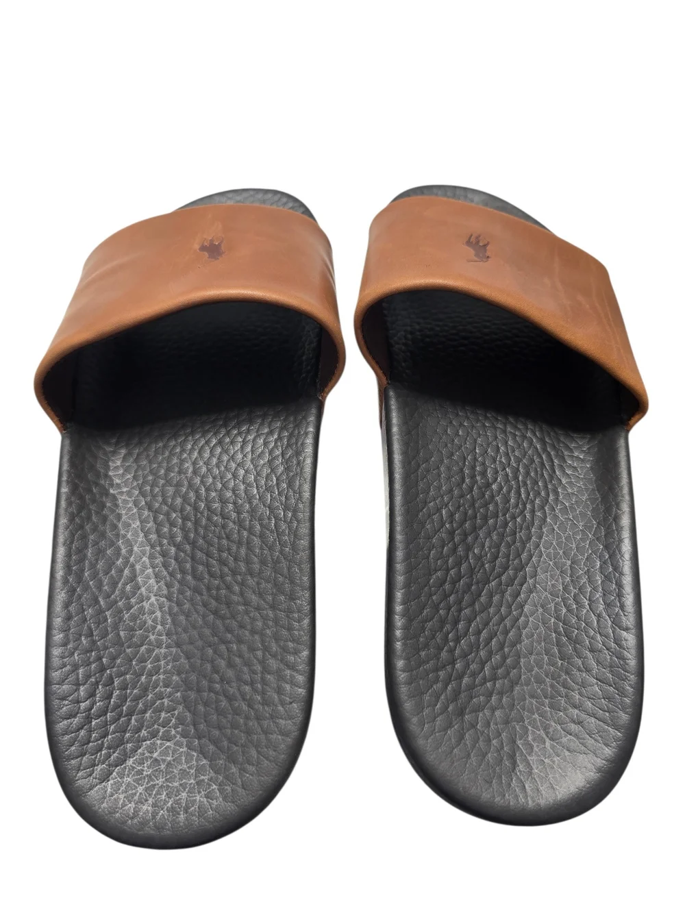 Polo by Ralph Lauren Signature Pony Men’s Brown Leather Slide Sandals Size 12